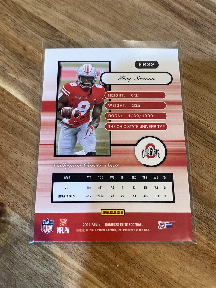 2021 Donruss Elite Trey Sermon #ER38 Elite Retro 2001 Ohio State Buckeyes! - Image 2 of 2