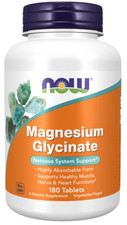 NOW FOODS Magnesium Glycinate 180 Tablets Fresh 6/2029EXP