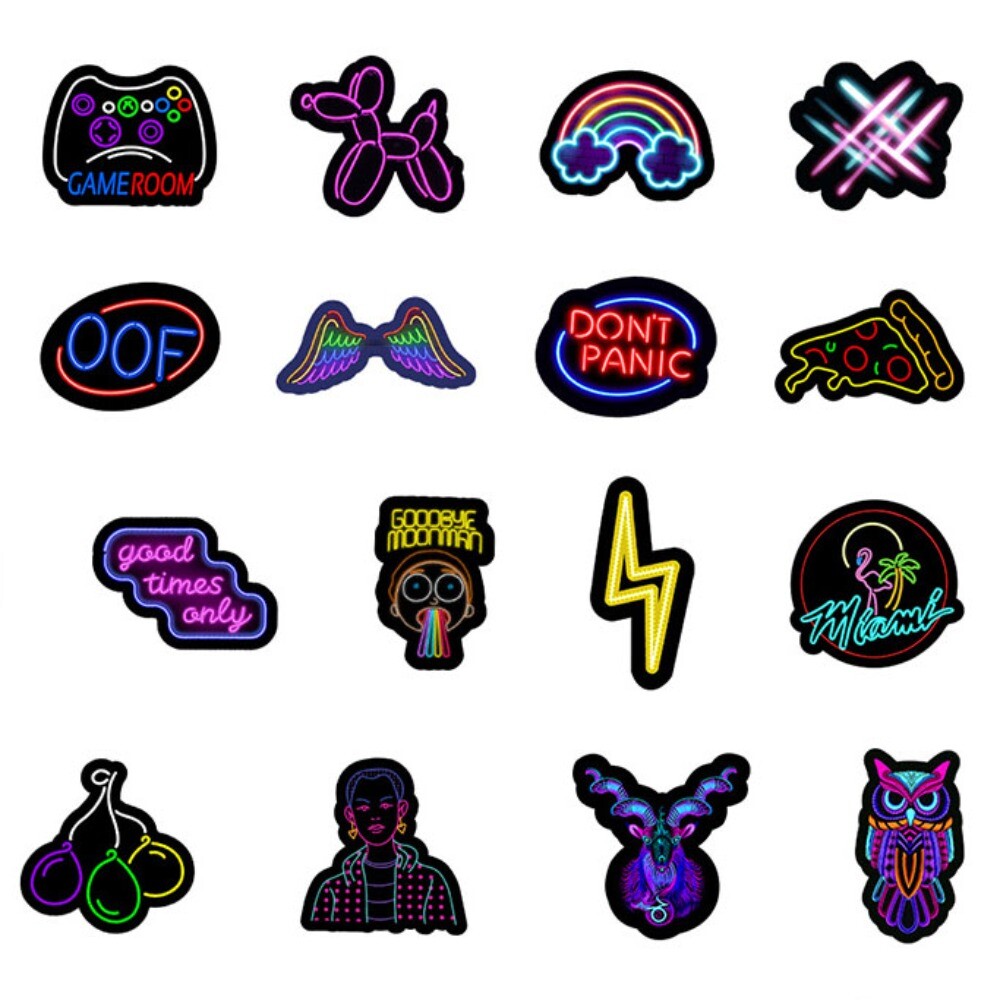 Neon Rear Windshield Stickers Window 50PCS Cool Neon Racing Sticker Pack, Vibrant Car Cars Décor ...