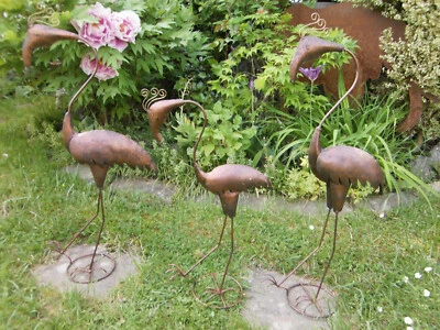 Flamingo Fantasievogel Vogel Metallfigur Figur Skulptur braun 3er - Bild 1 von 4
