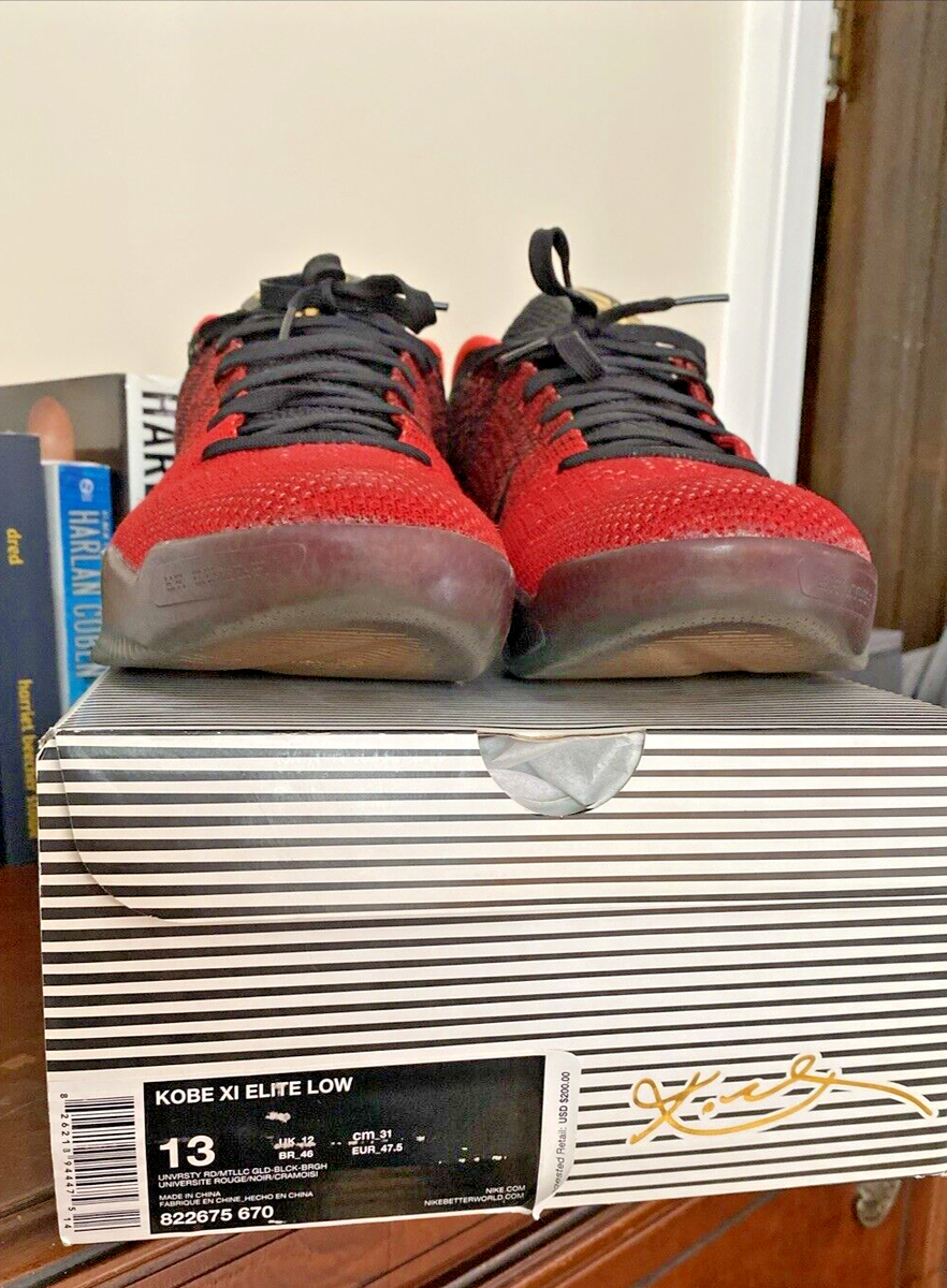 Nike Kobe 11 Achilles Heel 2016 Size 13 Red Black Infa Orange