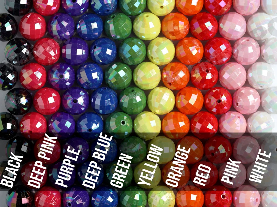 Cuentas de chicle AB facetadas púrpura de 20 mm, 20 cuentas por paquete, cuentas coloridas de acrílico Foto 4 de 4