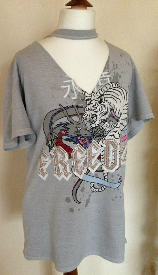 B/NEW River Island OVERSIZED CHOKER NECK T SHIRT DRESS COMPLETELY SOLD-OUT £45