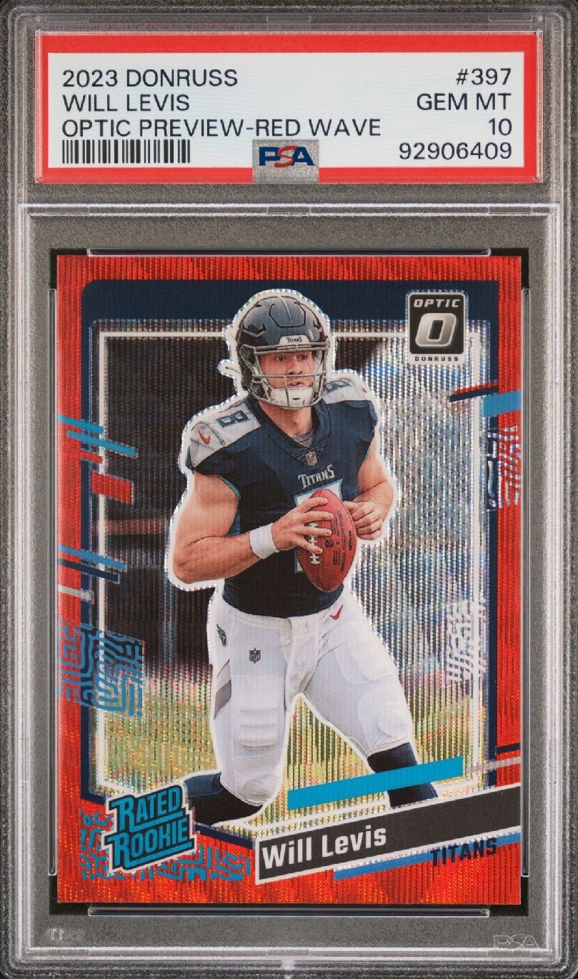 2023 Panini Donruss WILL LEVIS Optic Preview Red Wave Rated Rookie 397 RC PSA 10