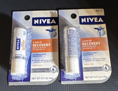 COLLECTIBLE NEW Nivea Recovery Medicated Lip Care Repair - Discontinued. 2 Pack