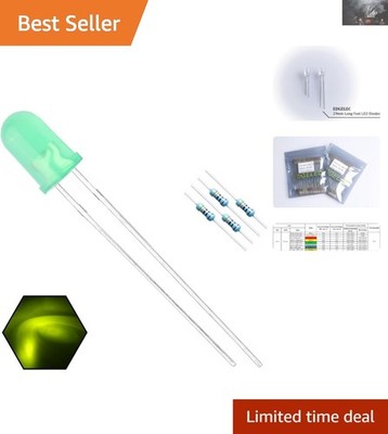 High Efficiency 5mm Yellow-Green LED Diodes + Resistors - Instant Illumination