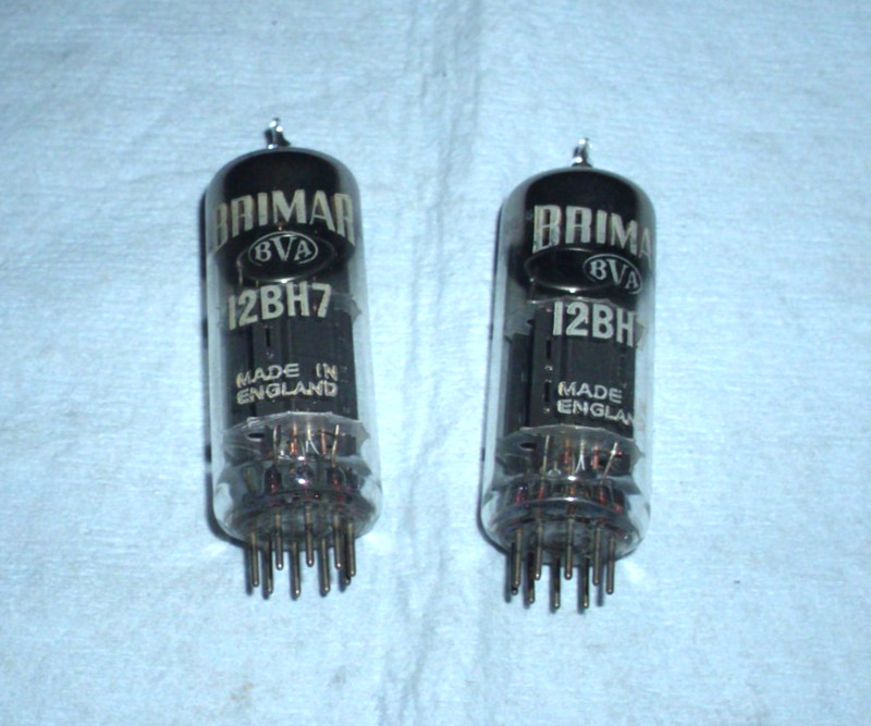 2 pcs. Brimar 12BH7 dual triode tube- England