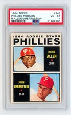 1964 Topps Phillies Rookies #243 Richie Allen / John Herrnstein RC PSA 4