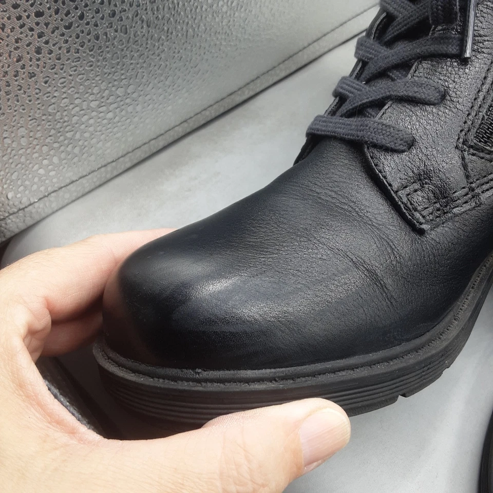 Botas de combate Clarks Hearth Sky para mujer 7M cuero negro A243 Foto 3 de 4