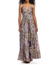 Calvin Klein Embroidered Sequin Floral Gown Size 2