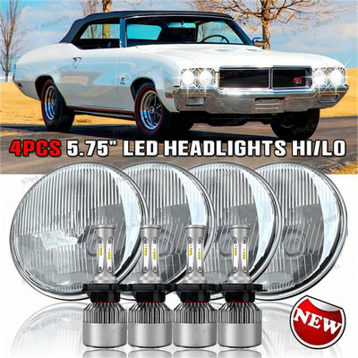 For Buick GS 455 1970-1972 Round 4pcs 5-3/4 5.75''inch LED-Halo Headlights Beam