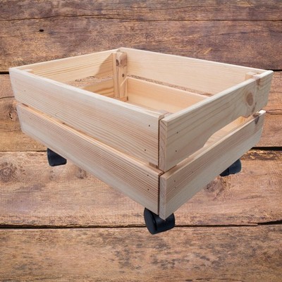 Flache Holzkiste mit Rädern |1-4 Stufen | Stapelbarer Behälter Aufbewahrung Spielzeugbox