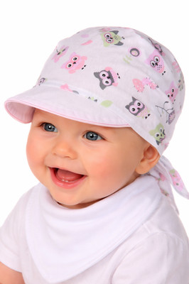 Kopftuch Baby Kinder Sommer Mütze Bandana Kopfbedeckung in weiß rosa