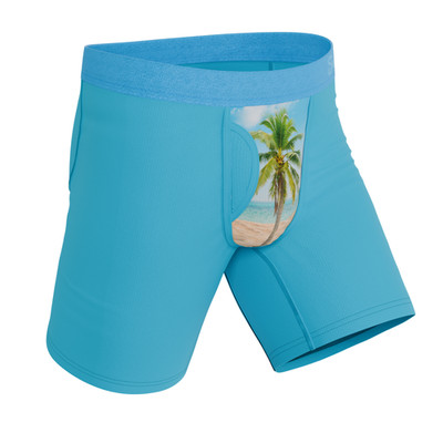 Shinesty ''The Beach Please'' Palm Tree Long Leg Ball Hammock  Boxer Briefs with F