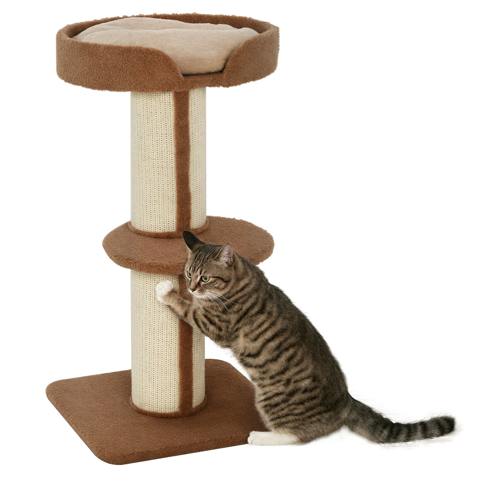 Tiragraffi Ad Albero Per Gatti Con Cuccia, Cuscino, Rivestimento Peluche E Pali