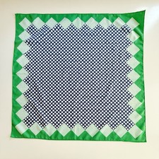 Vintage Polka Dot Square Scarf : 26.5 in - Kelly Green, Navy Blue  White