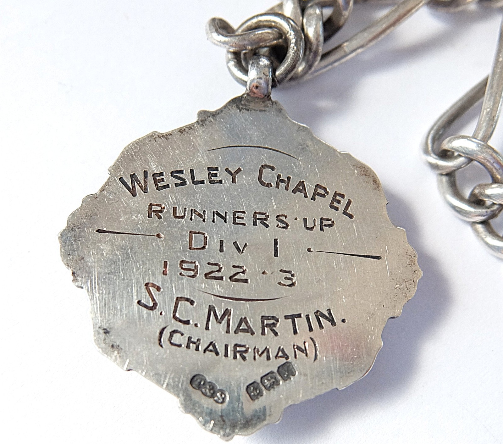 ANTIQUE SOLID SILVER POCKET WATCH ALBERT CHAIN FO… - image 6