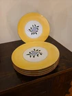 Vintage Stangl Pottery Set of 5 Yellow Rimmed Blueberry 10" Dinner Plates