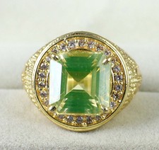 Certificato Naturale Giallo Zaffiro 10.85 KT Ottagono Gemma Uomo Compleanno Ring