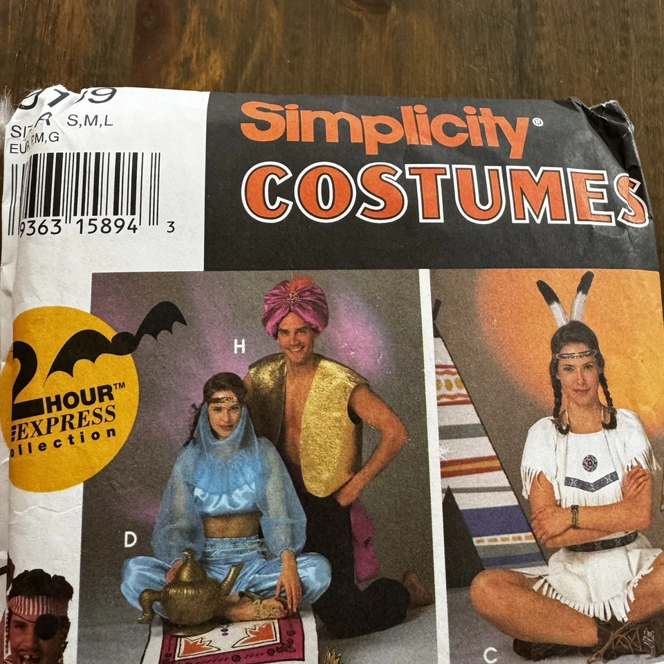9169 UNCUT Simplicity Pattern Halloween Costume Pirate Genie Witch Indian Angel - Image 2 of 4