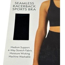 Black Member's Mark Seamless Racerback Sports Bra Women's Yoga Medium NIB