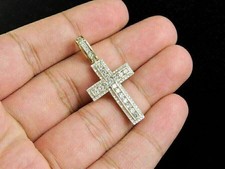 2 Ct Round Cut White Moissanite Women's Cross Pendant 14k Yellow Gold Plated