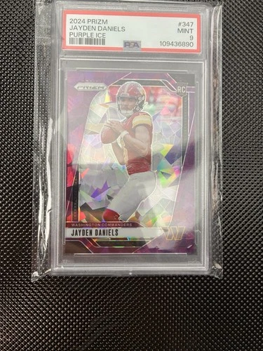 2024 Panini Prizm Jayden Daniels RC Purple Ice Rookie #/225 Commanders PSA 9