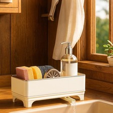Sponge Holder for Kitchen Sink Rustproof Stainless Steel, 360 Rotating Dra...