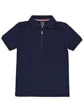 French Toast Girls' Zipper Polo Shirt Color: navy Size: 4 - 5