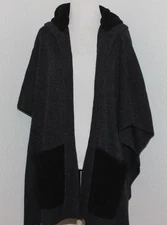 LAUREN RALPH LAUREN Black Label Open Poncho Cape Shawl Wrap w Hood One Size