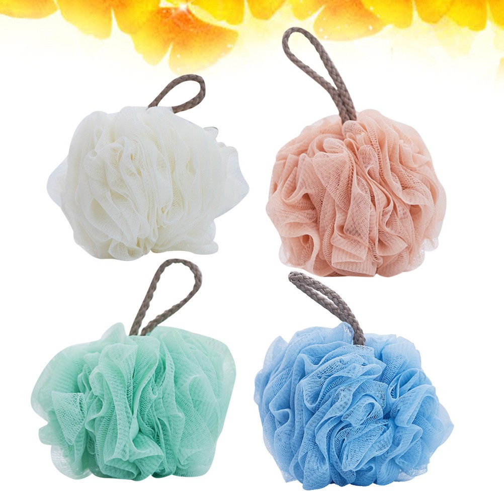 4 Pcs Bathing Sponges for Women Bathroom Accessories Mesh Nets Ball