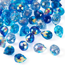 50Pcs Crystal Glass Beads Teardrop Faceted Glass Loose Spacer Beads 11X8Mm fo...