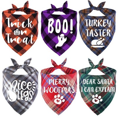 STMK Holiday Dog Bandanas, 6 Pack Halloween Thanksgiving Day Christmas Small