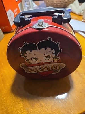 Betty Boop Born To Be Bad Round Tin Tote lunchbox 2007 biker Vandor 10282