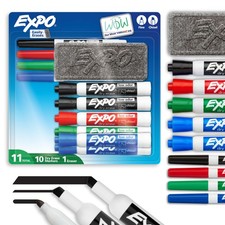 11 Count Dry Erase Markers Set Mixed Tip Whiteboard Pens With Eraser Assorted