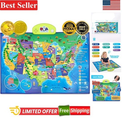 Interactive Talking Map for Kids 5-12 USA States Geography Wall Poster