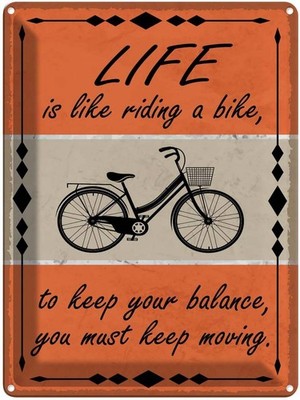 Blechschild 40x30 cm Life is like riding a bike Spruch Zitat Deko Geschenk Metal
