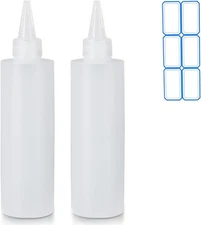 2 Pack 10 Oz (300ml) Condiment Squeeze Bottles, Leak Proof Refillable clear 