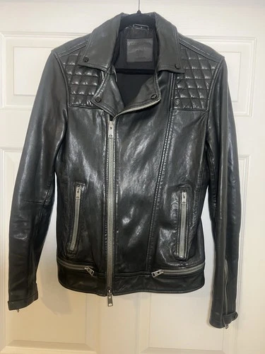 ALLSAINTS Conroy Leather Biker Jacket Black Size Small Men's Biker Motorcycle - product listing photo