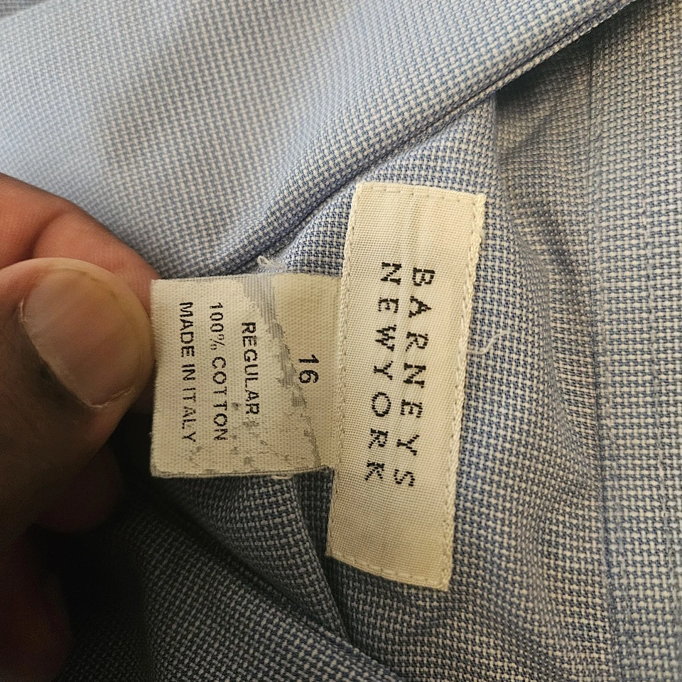 Barneys 纽约衬衫男式 16 长袖纽扣标准版型意大利制造 — 第 3/4 张图片