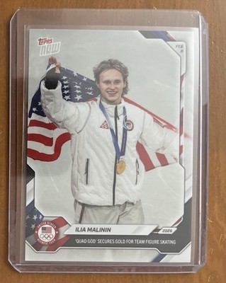 2026 Topps Now Olympics #3 Ilia Malinin Secures Gold for Team Figure Skating USA