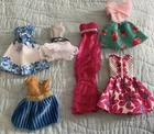 Vtg doll clothes Barbie Standard 11.5” or Similar Sized 5 Dresses Skirt & Halter