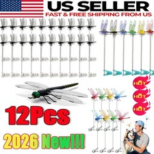 12X Lifelike 3D Dragonfly Clip Fly Deterrent Bug Repellent Garden Stakes Decor