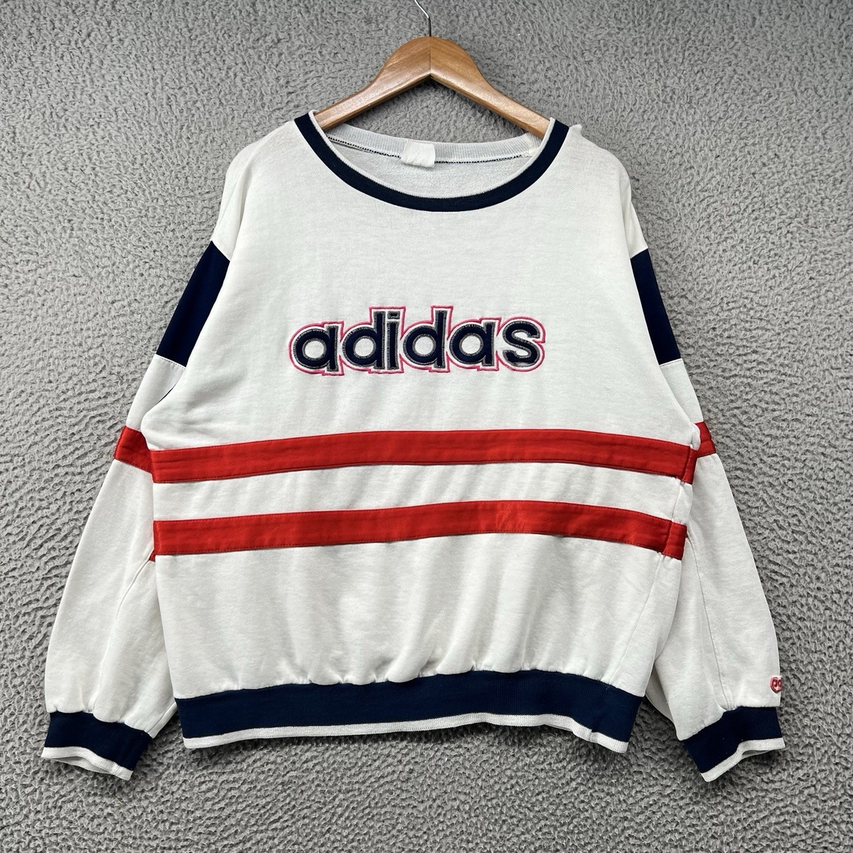 Vintage Adidas Crewneck Sweatshirt Mens XL Red White Blue Sweater