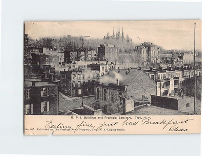 #ad Postcard RPI Buildings and Provincial Seminary Troy New York USA $29.95