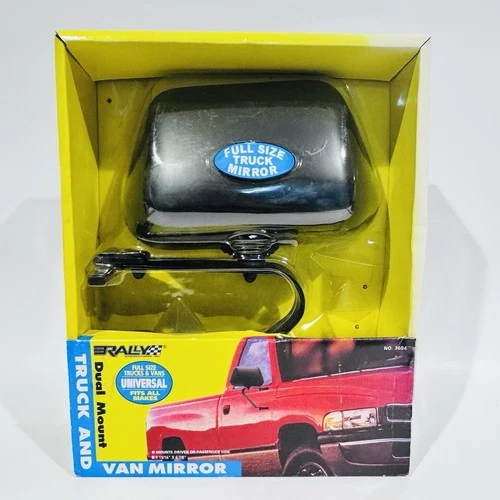 NEW Truck & Van Mirror Black Universal Fit Dual Mount Rally Manufacturing No3604