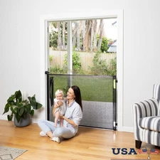 Retractable Baby Gate Infants & Pets Safety W/ 3-Way Locking Mechanism New
