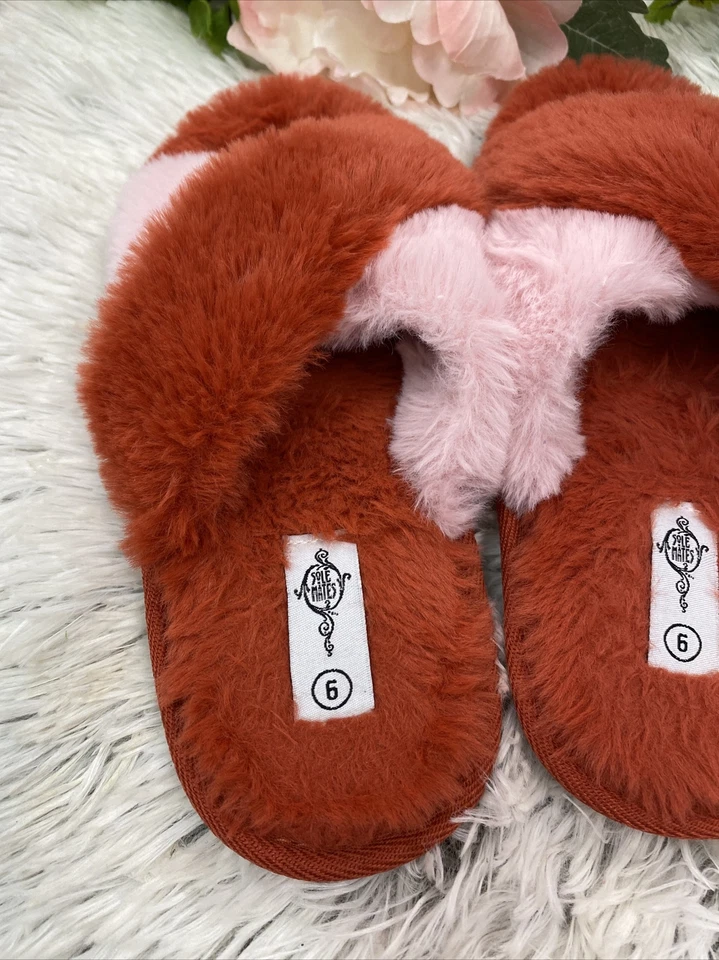 Zapatilla difusa Mates de suela de segunda mano roja y rosa ~ talla 6 bonita Foto 3 de 4