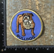 Vintage ENGLISH BULLDOG Dog Breed Animal Pet Embroidered Iron-On Patch 1970s