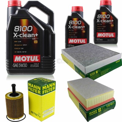 MANN-FILTER Inspektionspaket 7L Motul 8100 X-clean+ 5W-30 für VW Multivan V 2.5
